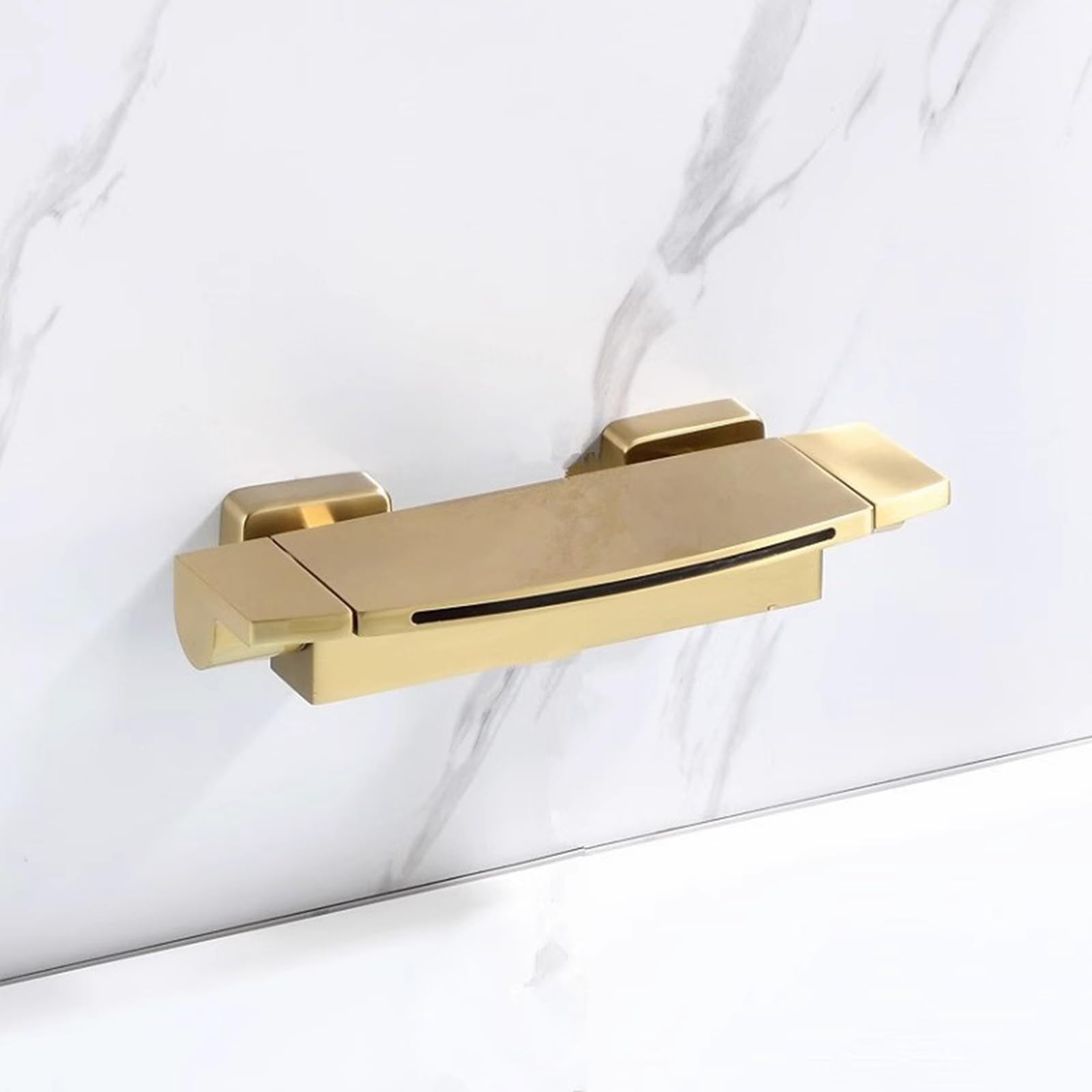 ZYCHSJXA Rose Gold Wall Mounted Waterfall Bath Mixer Tap Hot & Cold Brass Bathtub Faucet for Luxurious Spa Experience