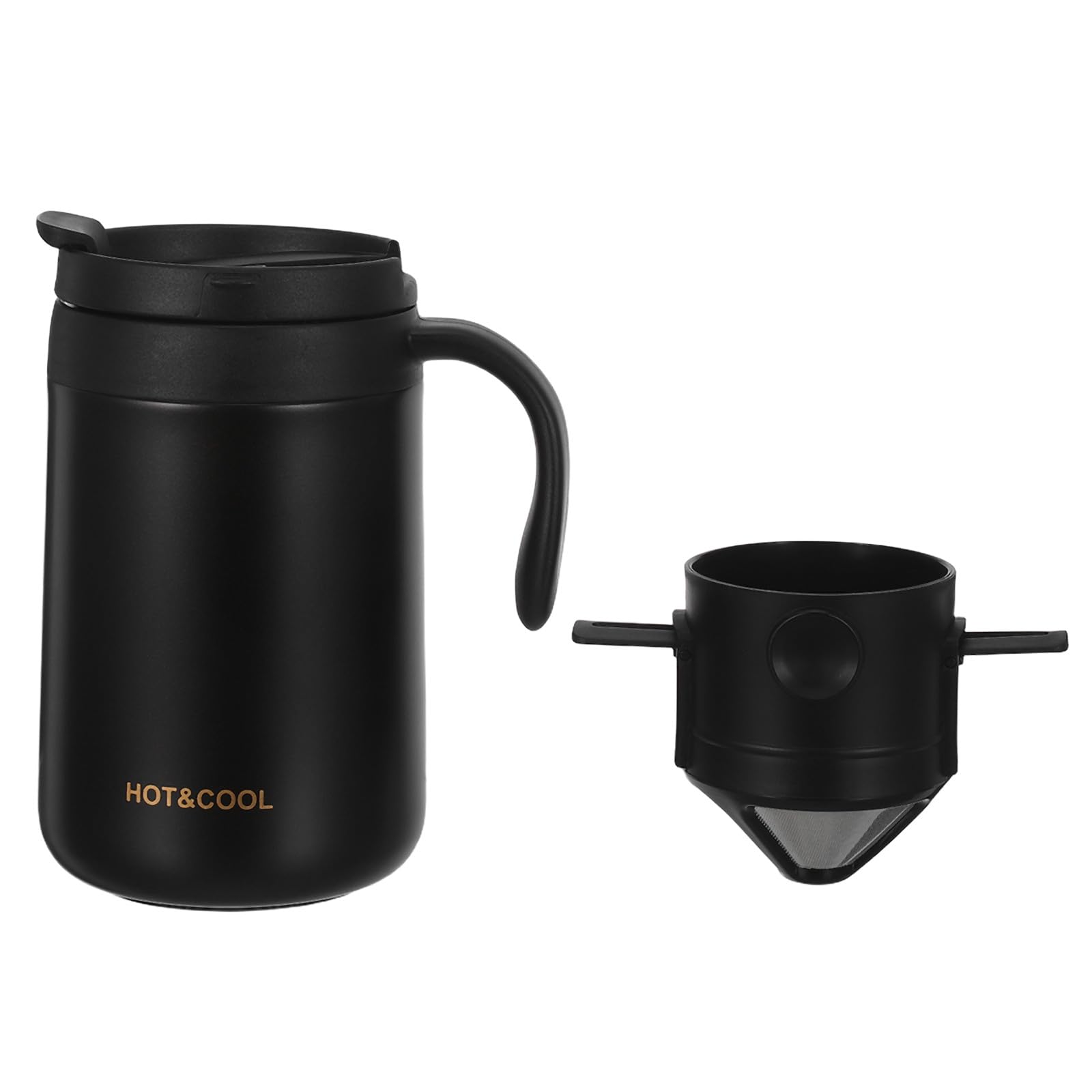 Tazza da Caffè Riutilizzabile in Acciaio Inossidabile Tazza Termica da Viaggio e Campeggio con Contagocce e Coperchio di Perdite da Viaggio per Preparazione di Bevande all Aperto
