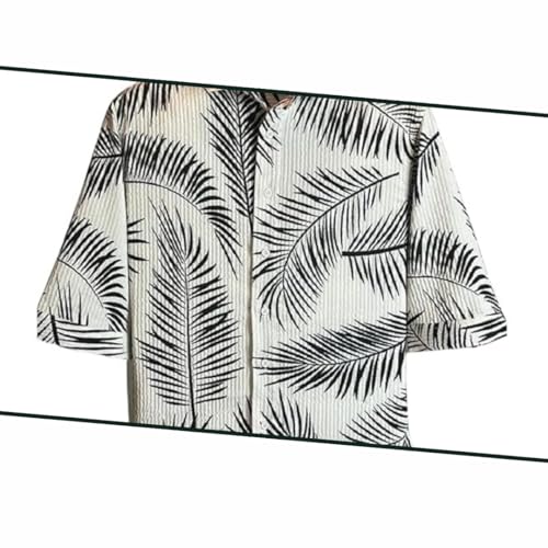 Image of MiraMichi Men's Corduroy Printed Half Sleeve Casual Shirt - Regular Fit Hip Length