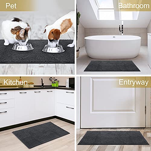 Im Home Durable Chenille Absorbent Door Mat Indoor Doormat 30" X 48", Washable Door Mats For Dog Non Slip Heavy Door Rug Soft Front Inside Doormat For Entryway, Mud Room, Patio Dark Grey #TOP6