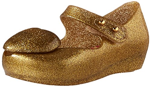 mini melissa Baby-Girl's Mini Ultragirl Heart ME Ballet Flat, Gold, 7 Medium US Toddler