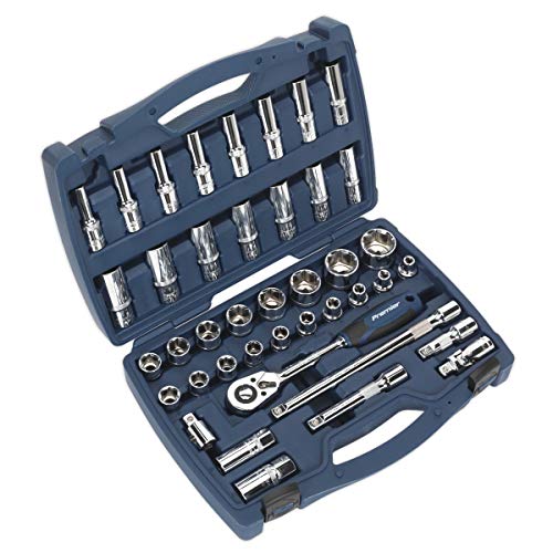 Douille SQ Drive 6 PT Sealey Ak8993 coffret cliquet douilles métriques 1/2 41 pièces