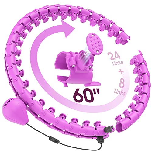JKSHMYT Smart Weighted Hula Circle Hoop for Adults Weight Loss, Infinity Fitness Hoop, Fit Hoop 4lb Plus Size 60 inch Waist, 32 Detachable Links, Suitable for Women and Beginnersï¼ˆ32-Links Purpleï¼‰