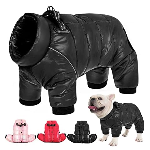 AOFITEE Dog Coat, Waterproof Dog Jacket for Winter, Warm Fullbody Dog Snowsuit, Zip Up Fleece Dog Vest, Cold Weather Dog Coats with Reflective Stripes, Outdoor Windproof Dog Apparel for Small Dogs