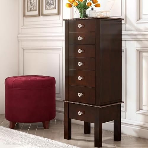 Hives and Honey Crystal Jewelry Armoire, 6 Felt-Lined Drawers, Side Necklace Hooks, Built-In Mirror, Cord Port, Elegant Beaded Trim, Jewel Knobs, Jewelry Storage Organizer, Espresso Hives and Honey Crystal Jewelry Armoire, 6 Felt-Lined Drawers, Side Necklace Hooks, Built-In Mirror, Cord Port, Elegant Beaded Trim, Jewel Knobs, Jewelry Storage Organizer, Espresso