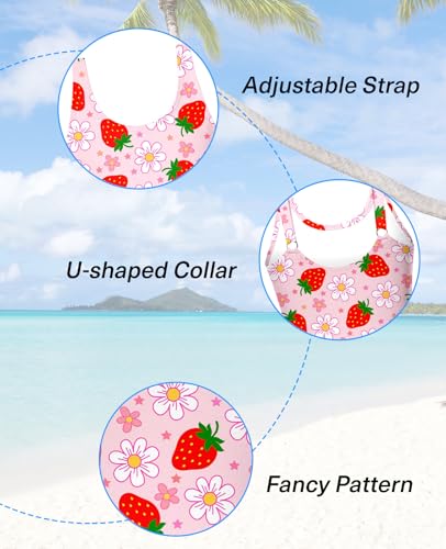 Image of Yousie Girls Swimsuit One Piece Tropical Kids Bathing Suit Swimwear Adjustable Swim Dress 5-9 Years