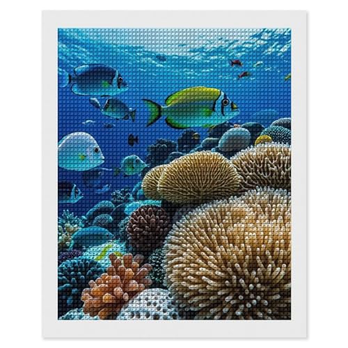 Peinture diamant poisson 40,6x50,8 cm, kit de bricolage diamant pour débutants et cadeau créatif