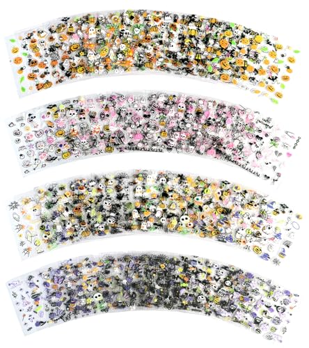 60 Sheets Halloween Nail Stickers for Nail Art Self Adhesive Nail Decals with Nail Charms for Nail Art Design