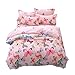Lemontree Butterfly Bedding Set- Girls Soft Bedding DUVET COVER-Pink Butterflies Floral Patterns,Hypoallergenic,Microfiber -1 Duvet Cover + 1 FLAT Sheet + 2 Pillowcases JUST COVER NOT COMFORTER