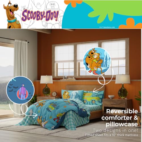 Image of Franco Scooby Doo Scoobtober Bedding 7 Piece Super Soft Reversible Comforter and Sheet Set with Sham, Full, (Officially Licensed Product)