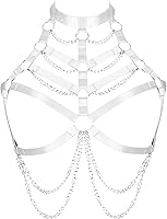 Vista 1 de Brasier de arnés corporal para mujer, talla grande, hueco punk, con cadena de metal, gótico, Navidad, carnaval, Halloween, baile