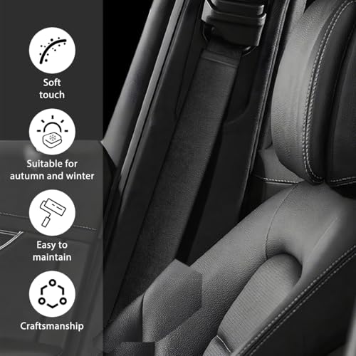 Bittwee Extra Long Car Seatbelt Cover, 2PCS Soft Fluffy 23.62Inches Vehicle Seat Belt Strap Pads, Comfortable Automotive Interior Shoulder Cushion Mat, Universal for Truck SUV Sedan (Black) - Thumbnail 3