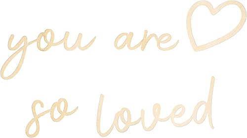 Miniatura 5 de Lintran Decoración de pared de madera con texto en inglés You Are So Loved, arte bohemio de madera para guardería, niños, bebés, niños y niñas,