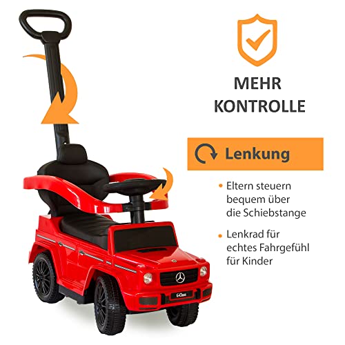 LEMODO Kinder Rutschauto ab 1 Jahr - Lauflernwagen mit Schiebestange - Robustes Kinderauto - Mercedes-Laufrad - Schiebeauto mit Stange für die Lenkung - Rot – Bild 3
