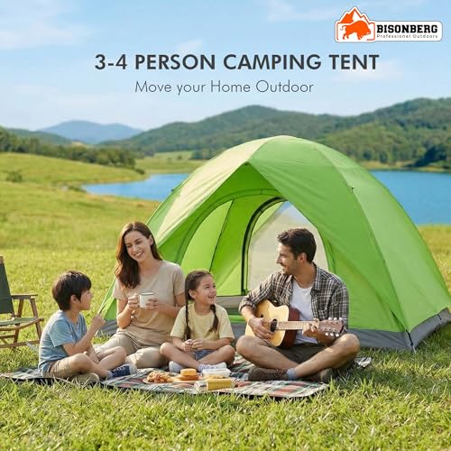 Image of Bisonberg Dome Camping Tent, 2-3 Person, Waterproof, Green