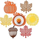 Havawish 48 Stück Herbst-Papier-Tischsets, Einweg-Tischset, Herbst-Kürbis-Ahornblätter, Sonnenblumen-Platzsets, Tischdekoration für Herbst, Ernte, Erntedankfest, Küche, Abendessen