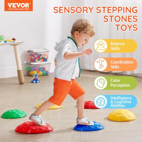 Image of VEVOR Turtle Balance Stepping Stones, 6 PCS, Up to 220 lbs Kids Turtle Jumping Stones Steps Stones, Toddler Obstacle Course Coordination Game Toys Indoor or Outdoor Play for Children Aged 3 4 5 6 7 8+