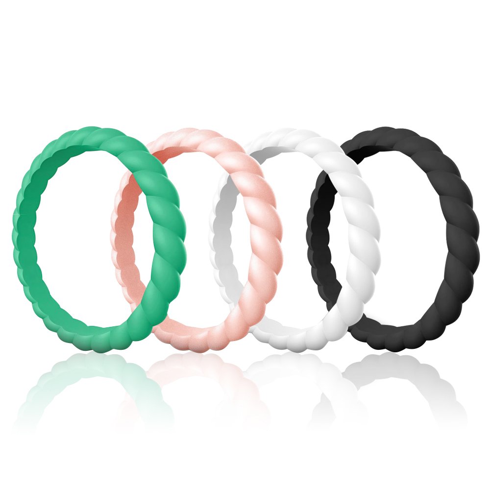 Egnaro Women's Silicone Anniversary Wedding Ring 2.5mm Wide 1.8mm Thick