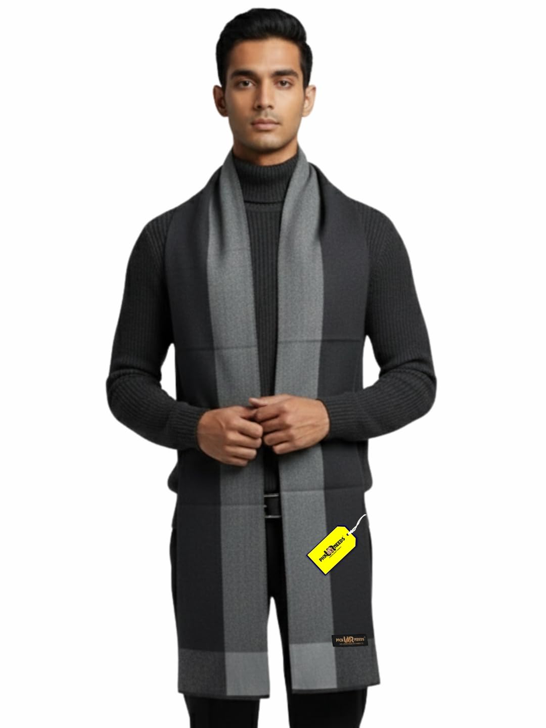 pick ur needs Men’s Premium Winter Wool Muffler – Soft & Warm Knitted Scarf for Casual, Office & Travel Stylish Stripe Design-picture-12