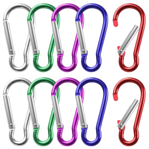 BOUMVID 10 Piezas Mosqueton, Mini Mosqueton Aluminio Pequeño, 5 Colores Mosquetón Llavero Pequeños Compacta Ligera Mosquetones para Mochileros Camping Pesca Viajes (47 x 22 mm, 5 Colores)