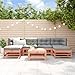 7-TLG. Set lounge da giardino Douglasie in legno massello per esterni con cuscino grigio, divano ad angolo modulare per balcone, soggiorno immagine