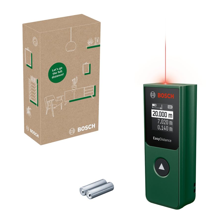 Bosch laser measure EasyDistance 20 (easy & precise measurement up to 20m, pocket size, one-button control, in E-Commerce cardboard box)