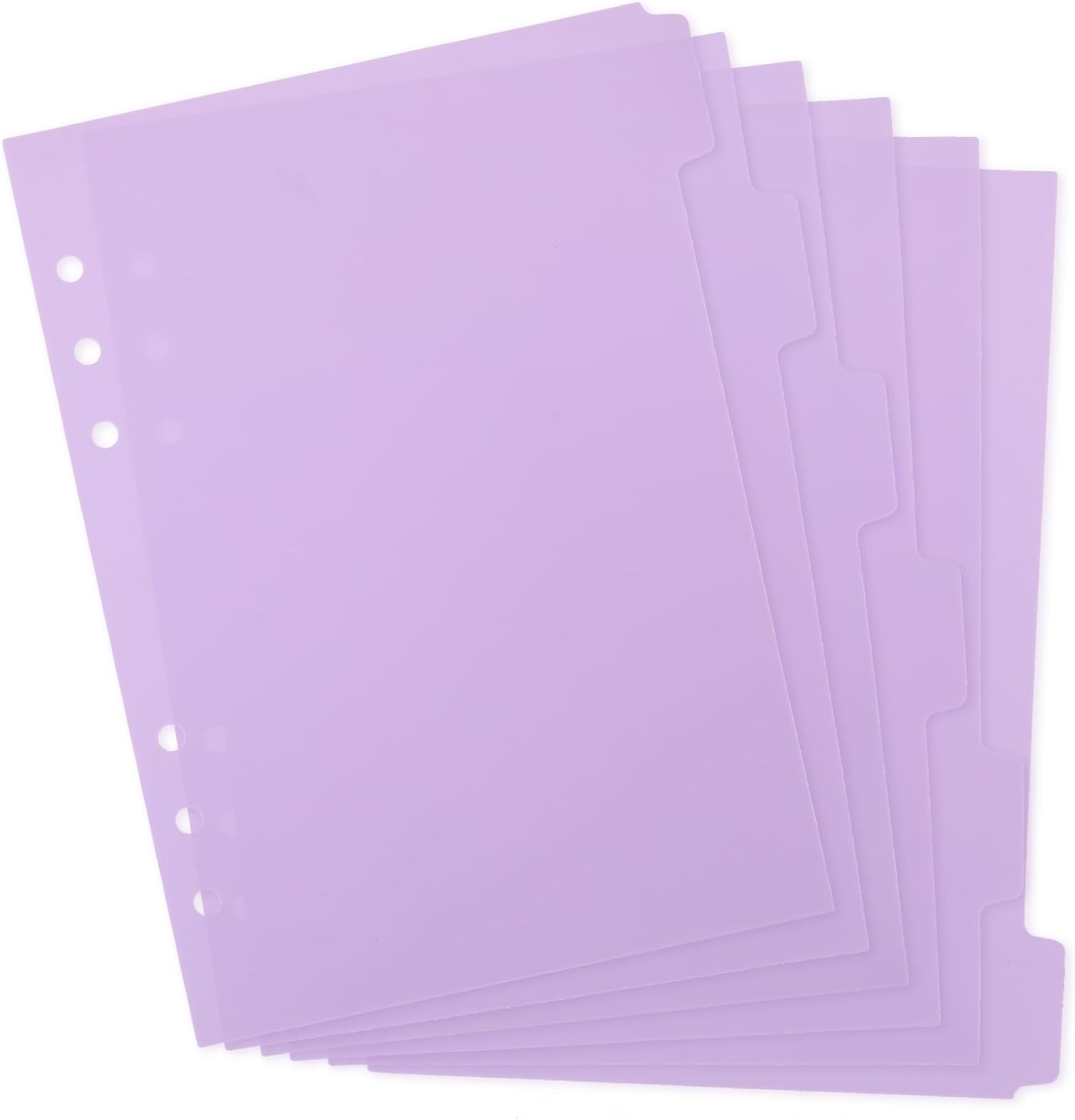 KALIONE 6 Ring Clear Binder Dividers, A5 Insertable Tab Dividers, Clear Plastic Binder Index Dividers A5 Binder Dividers Pages with Tabs (6 Pack, Clear)