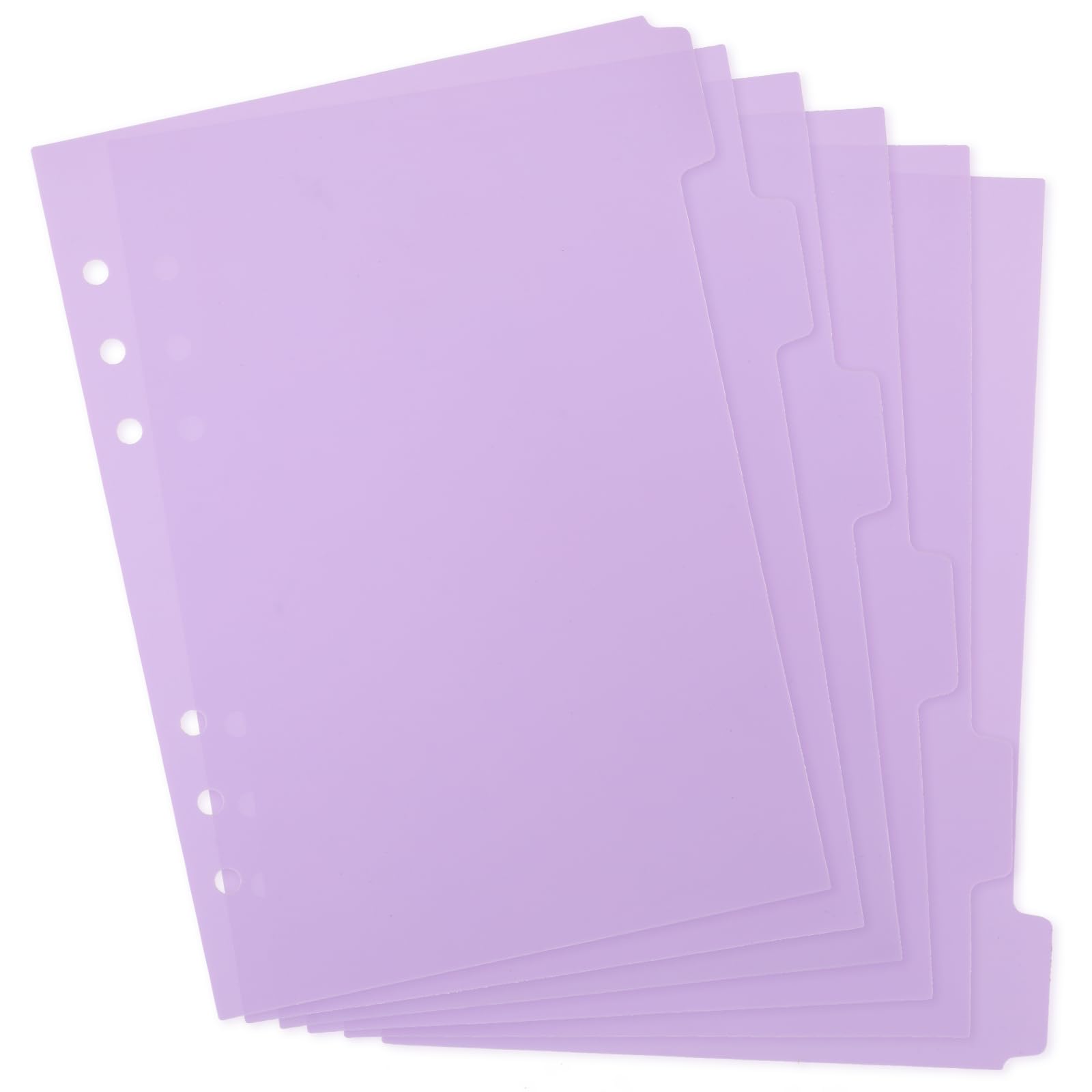 KALIONE 6 Ring Clear Binder Dividers, A5 Insertable Tab Dividers, Clear Plastic Binder Index Dividers A5 Binder Dividers Pages with Tabs (6 Pack, Clear)