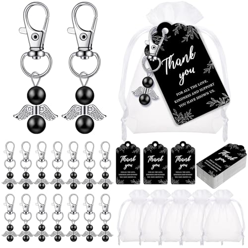 Hicarer 60 Set Funeral Favors, Celebration Life Favors Angel Keychains