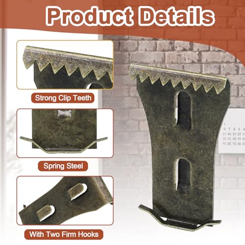 Image of Biaungdo 8 Pcs Brick Wall Clips, Steel Brick Hook Clips, Heavy Duty Metal Brick Wall Hanger for Hanging Outdoors, Outside Home Decor for 2-1 /4 to 2-3 /8 inches Bricks(Bronze)