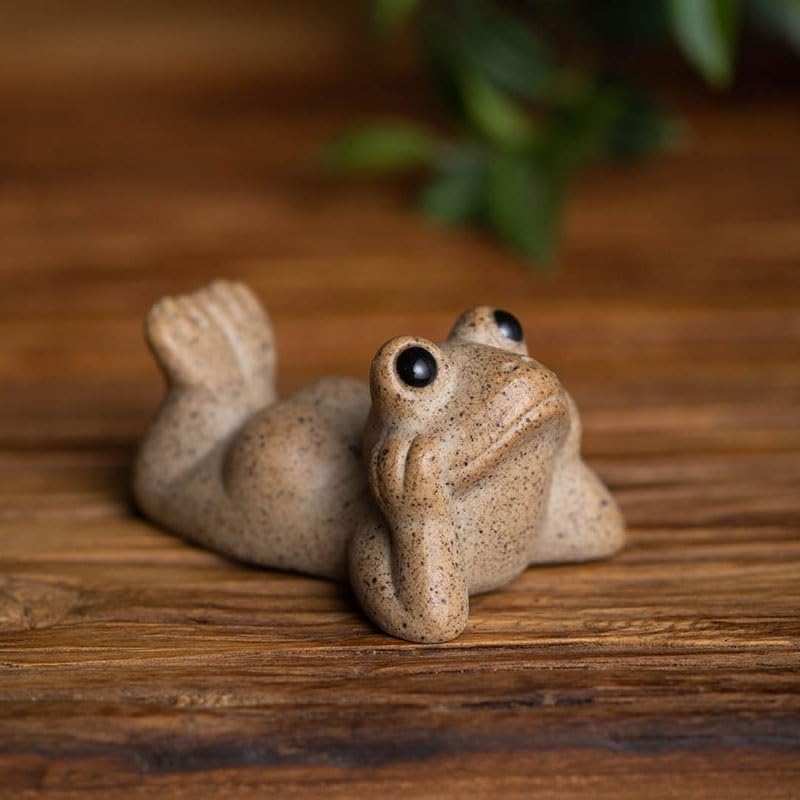 Estatua hecha a mano Té de arcilla púrpura para mascotas Ceremonia de té de porcelana para mascotas Juego de ceremonia de té de rana Té para mascotas Sala de té Chino Bandeja de té Accesorios de