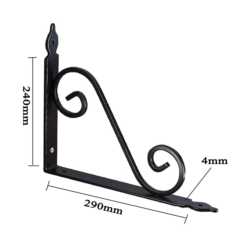 HJXGQJM Metall Regalträger - Regalkonsole for Die Wandmontage 2 Stück Schwarz, for Büro, Küche, Garten,Einstellbare Wandhalterung Regalträger Wandregalhalterung(290x240mm)
