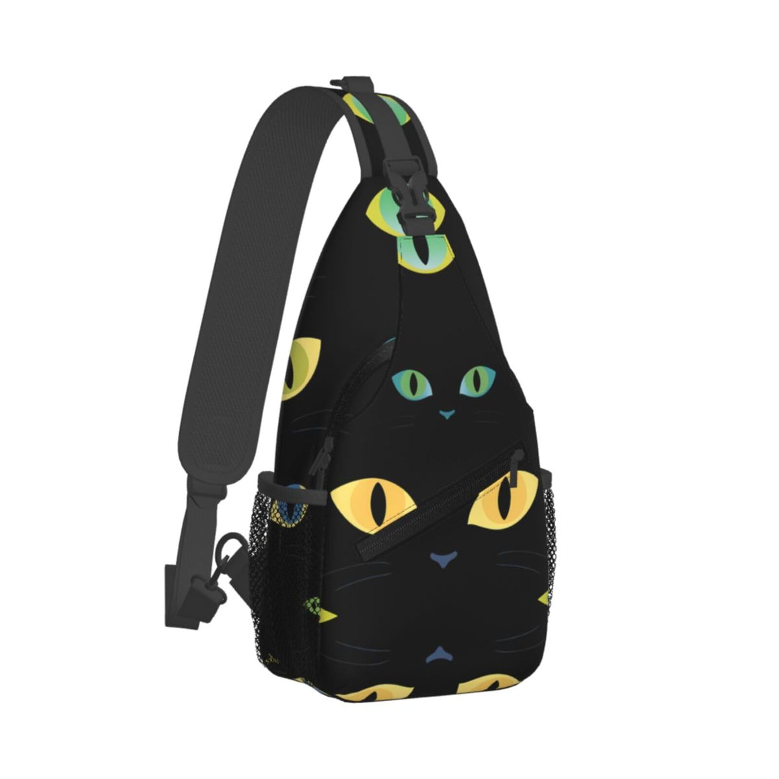 Cat Eyes Print Man'S Cross Chest Bag Diagonally Sling Shoulder Backpack With Adjustable Straps Sport Crossbody Bags Lightweight Fashion Chest Daypack