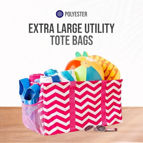 Image of Extra Large Utility Tote Bag - Oversized Collapsible Pool Beach Canvas Basket