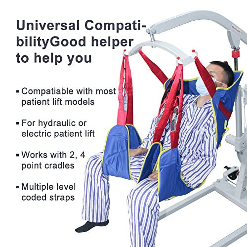 universal patient lift sling size l full body lifts slings with head and back support padded divided leg slings with commode opening 5 handles 6 straps transfer sling for elderly