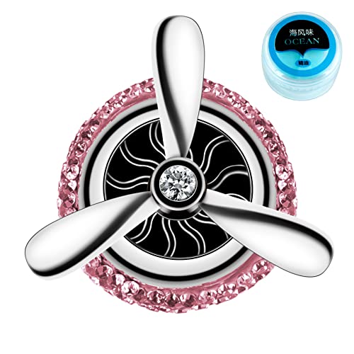 Image of eing Car Air Freshener,Turbo Spinning Car Vent Clip Fragrance Diffuser,Essential Oil Air freshener with Bling Crystal Diamonds,Stylish Propeller Shape Car Decor (1 - Pack Pink)