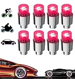 YUERWOVER 8 Pack LED Valve Stem Caps Lights for Car Tires Wheel Assemblies Light up Air Neon Bicycle Motorcycle Tyre Valve Lights Bike Truck Golf Cart for Kids Men Women(8 Red)