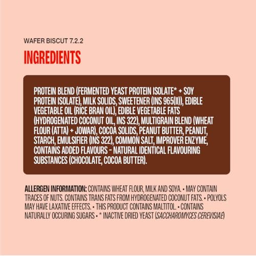 Image of Superyou Nutty Chocolate Mega Protein Wafer Bar (Pack of 6) 20G Protein, 4.8g Fibre, No Added Sugar | Yeast Fermented |Energy Bars|Crunchy Wafer Bar|100% Vegetarian|No Palm Oil | 360g