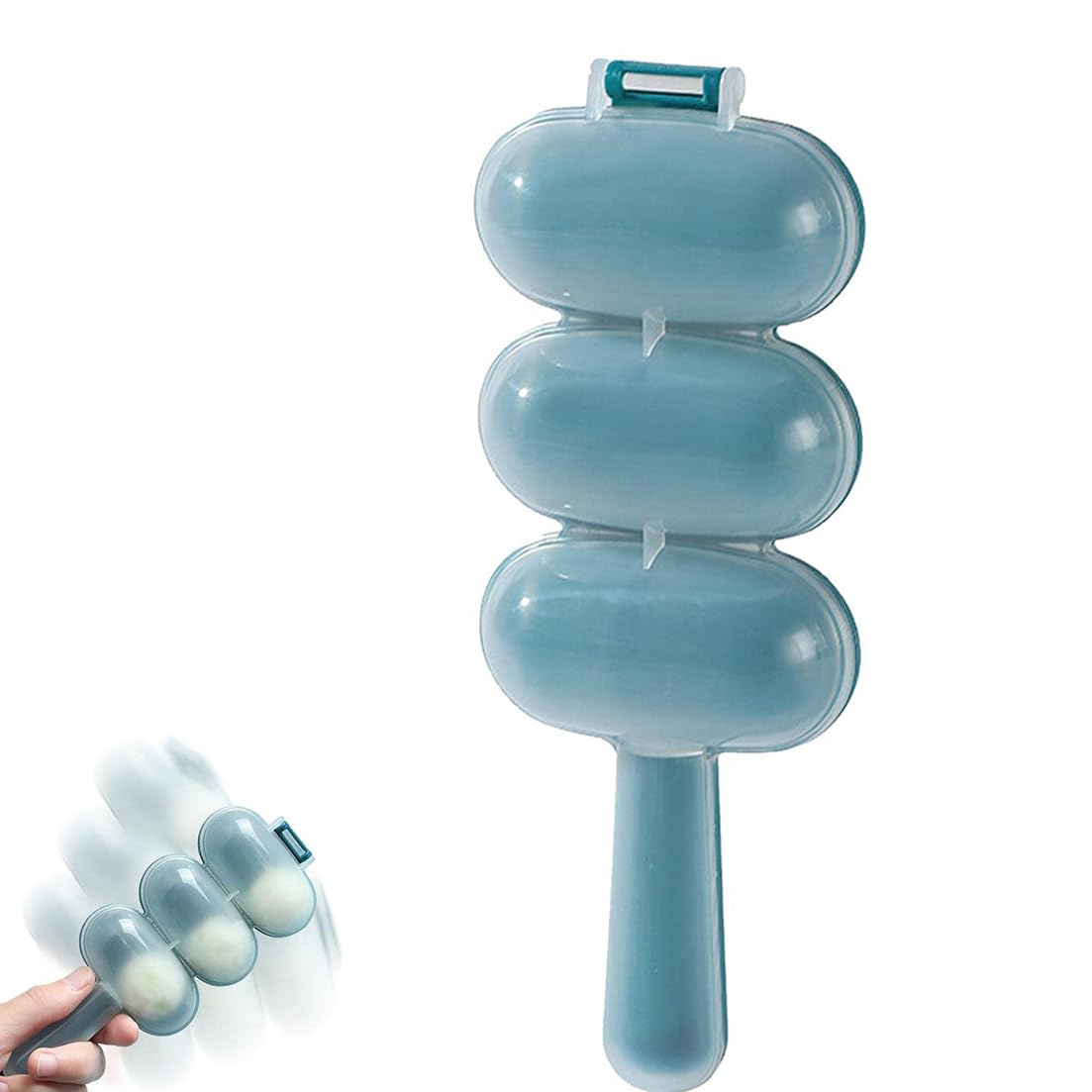 3-fach Reisballen-Former, Antihaft-Sushi-Maker, 17 cm, Blau, DIY-Onigiri-Kugelform für Küche und Camping