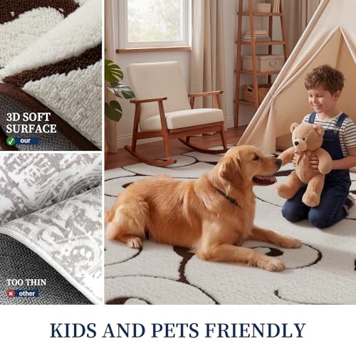 Chakme Tapete Beige 6x9 Pile Medio Antideslizante Lavable miniatura 4