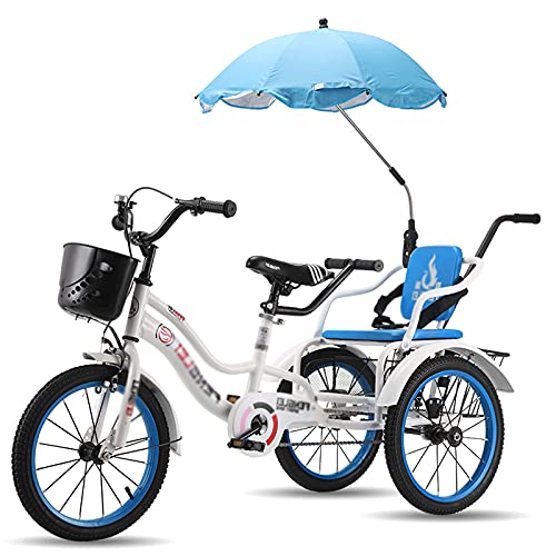 Triciclo per Adulti Tricicli Adulti Tre Ruote Bike Cargo Cestino 18 Pollici Triciclo Per Adulti Bici Con Braccioli E Spinta Indietro Bicicletta Bici Per Ricreazione Shopping Donne Da Uomo(Color:blu)