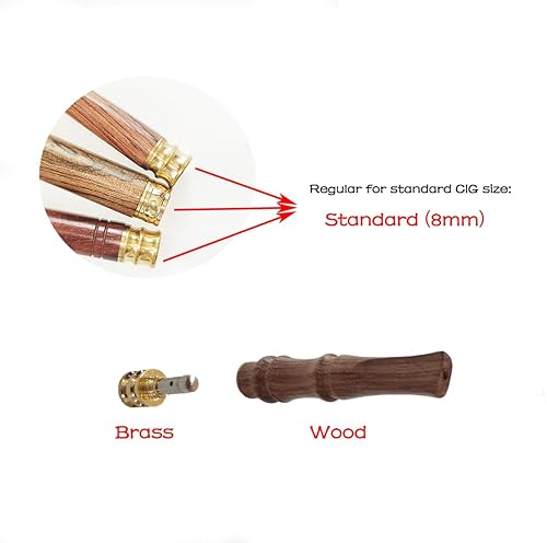 Miniatura 6 de Juego de 3 portacigarrillos de madera con interfaz de metal, hecho a mano de madera natural, portátil, reutilizable, regular