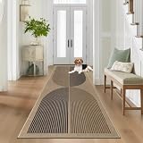 Capslpad Dywan, bieżnik na korytarz, 80 x 240 cm, antypoślizgowy, nadaje się do prania, dywan na korytarz, dywan do kuchni, salonu, korytarza, wejścia, czarno-brązowy