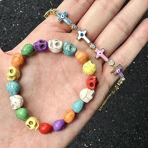 Amazon | [Jesscasday] カラフルなスカルクロスブレスレット