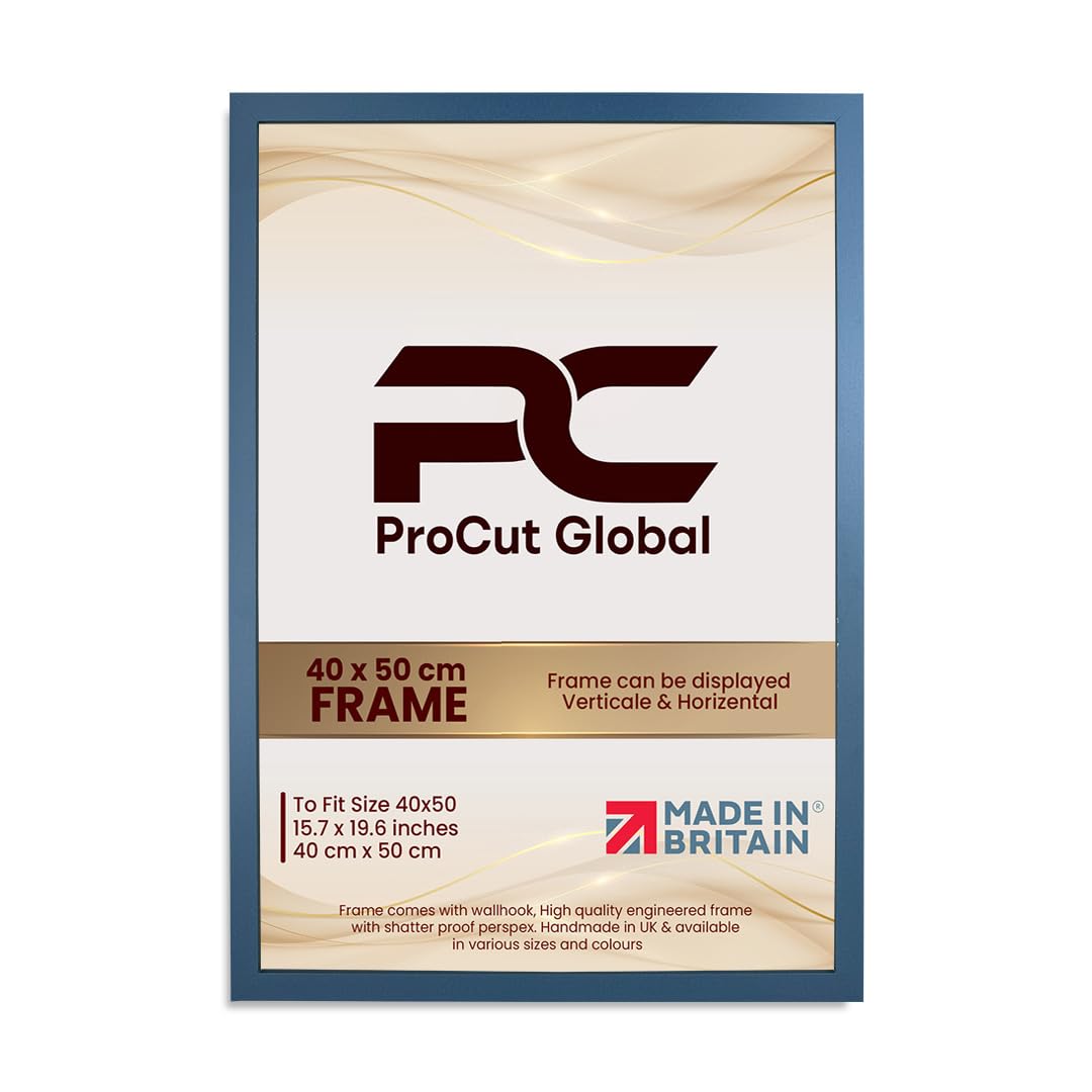 Procut Global 50X40CM Navy Blue Picture Frames – Sleek Wooden Photo Frame with Shatterproof Perspex for Wall or Tabletop – Perfect for Posters, Certificates, Prints–Multiple Sizes & Colors Available
