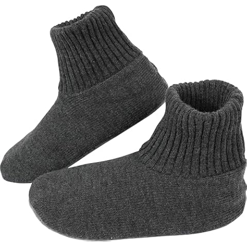 BenSorts Warm Slipper Socks for Women Cozy Thick House Boot Sock with Grippers Dark Gray Size 6 7 8 Cover