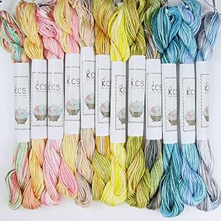 KCS Big skeins of 25 Meters/Skein Size 25 Color Variegated Cross Stitch Stranded Threads,6 skeins,01