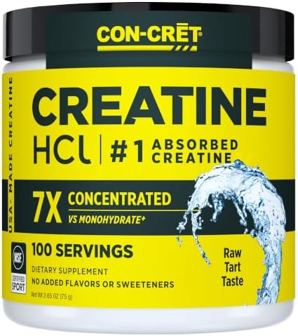 CON-CRET Creatine HCl Powder for Women and Men, Unflavored, 100 S...