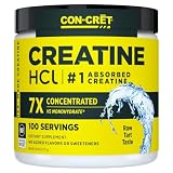 CON-CRET Creatine HCl Powder for Women and Men, Unflavored, 100 Servings