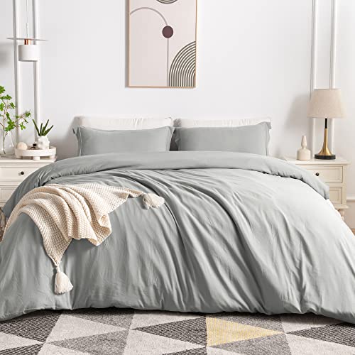 Bedelite Grey Duvet Cover Set Twin Size - Super Soft Washed Microfiber Duvet Twin Xl Comforter Cover-Hotel Collection Cozy Full Size Bedding Sets 3 Piece With Zipper Closure For All Season #TOP10